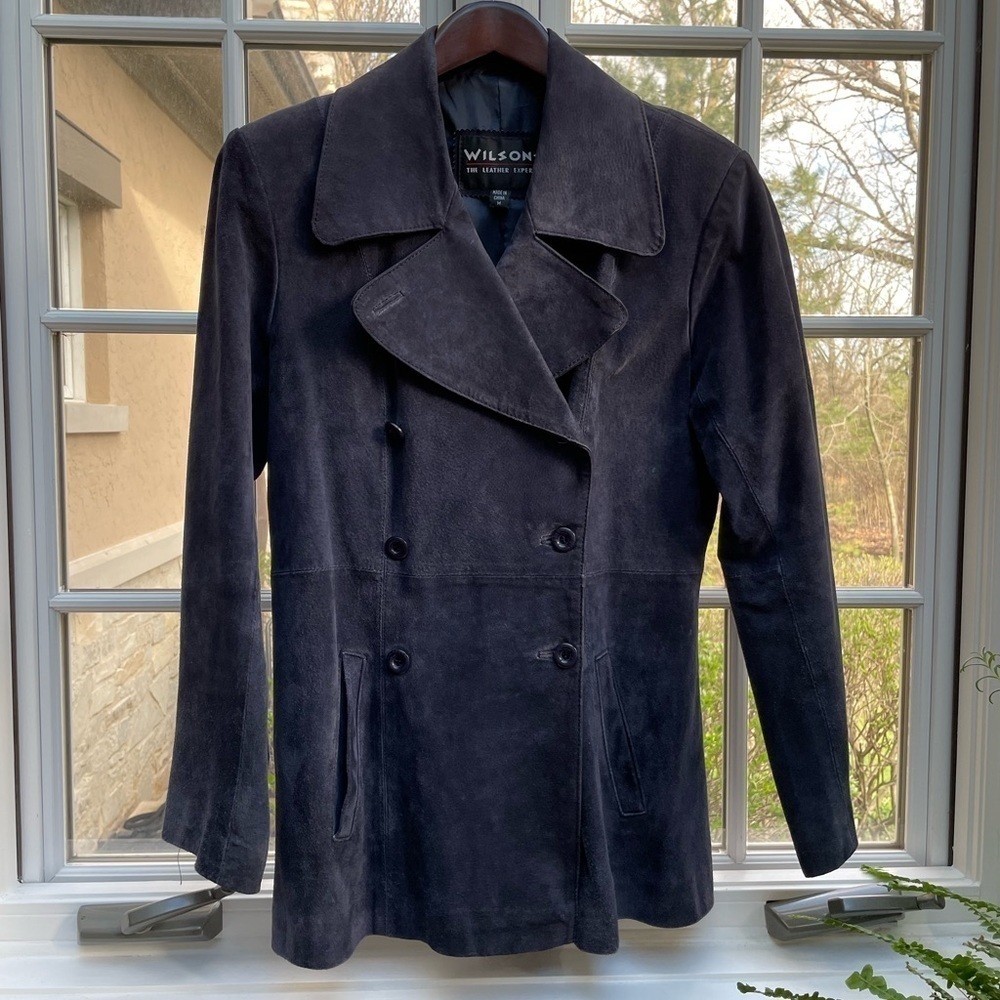 ❌ SOLD ❌ Wilson’s Navy Blue Suede Leather Jacket
